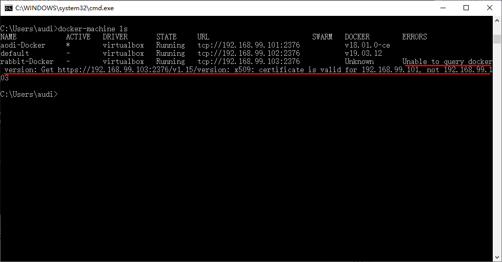 docker-machine-ls-error