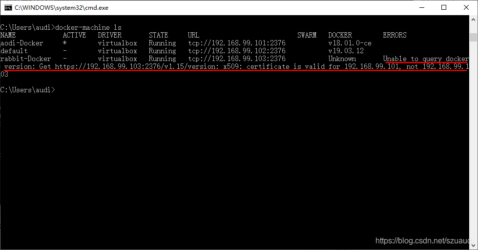 docker-machine-ls-error