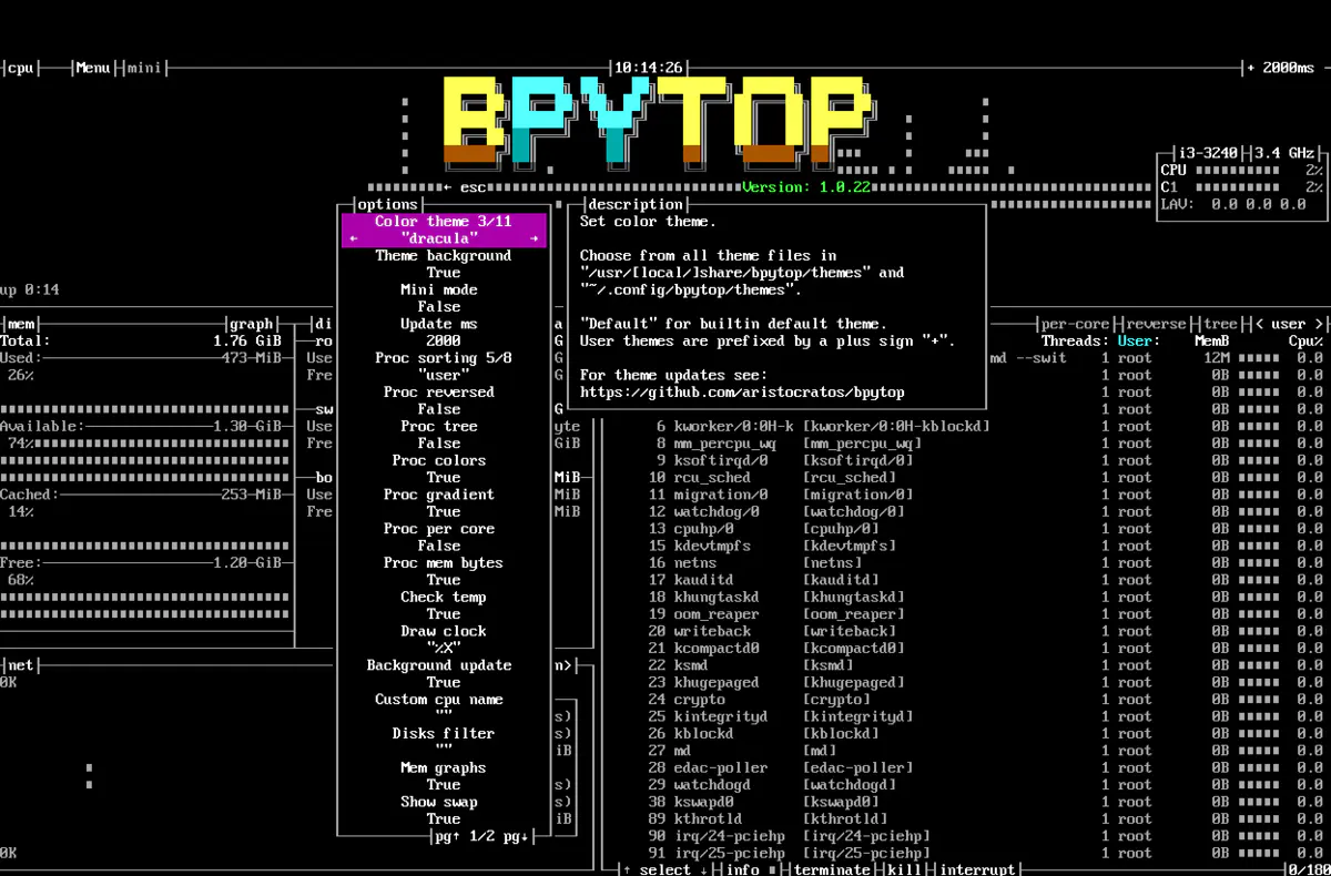 Linux中一个高效的资源监控器 – Bpytop插图(5)