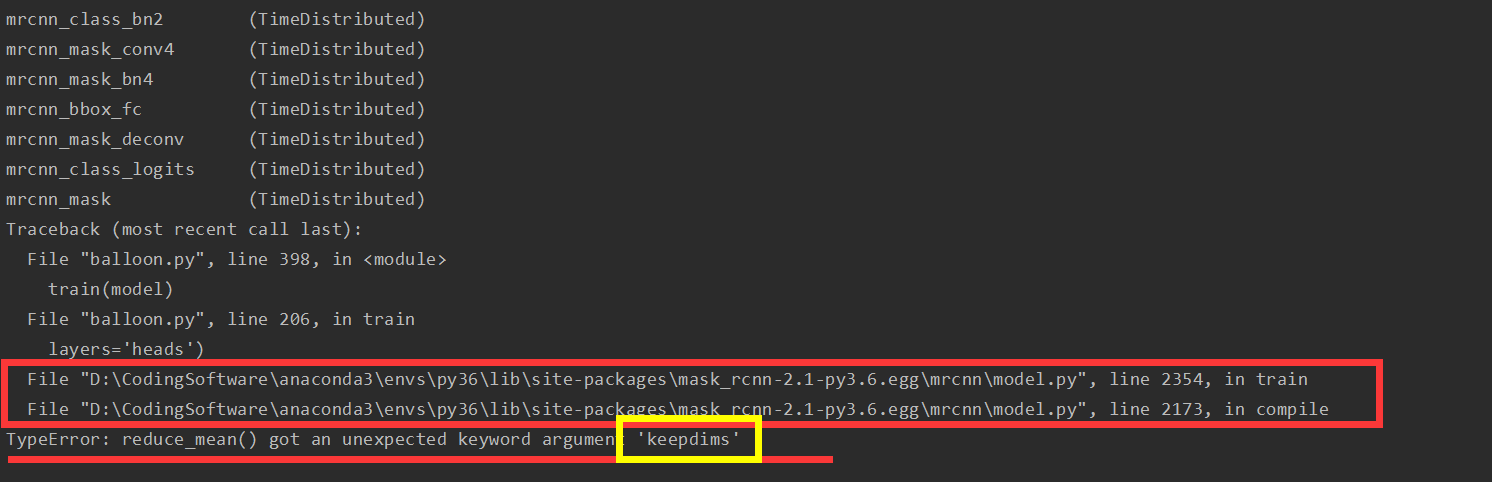 Mask R-CNN: TypeError: reduce_mean() got an unexpected keyword argument ...