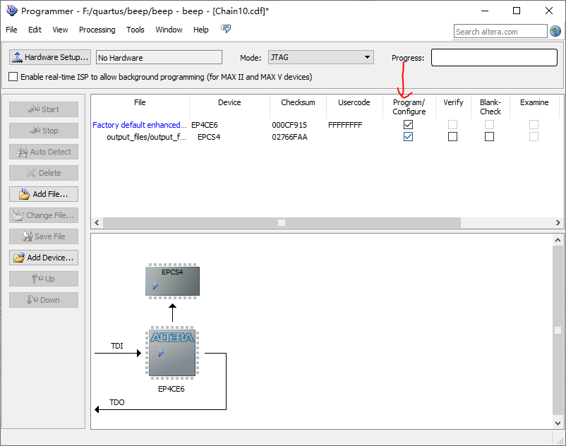 Quartus FPGA JTAG配置芯片固化(Cyclone IV）