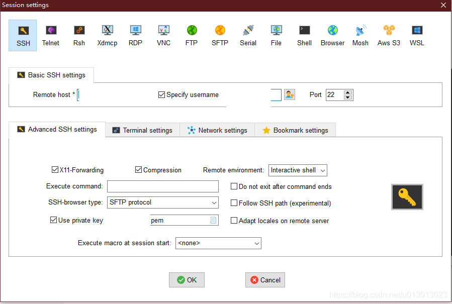 mobaXterm session setting