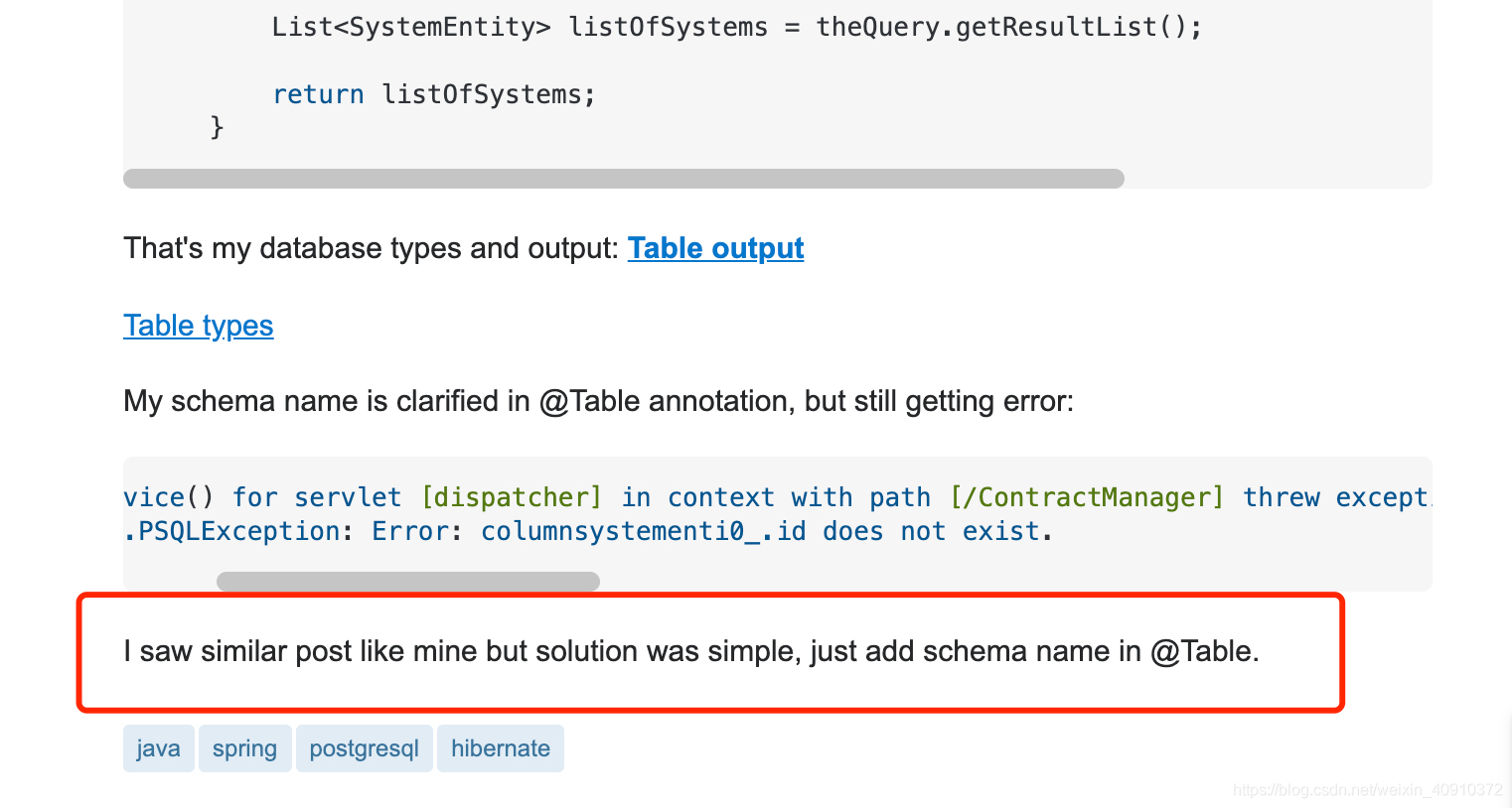 Caused by: org.postgresql.util.PSQLException: ERROR: column xxx.xxx ...