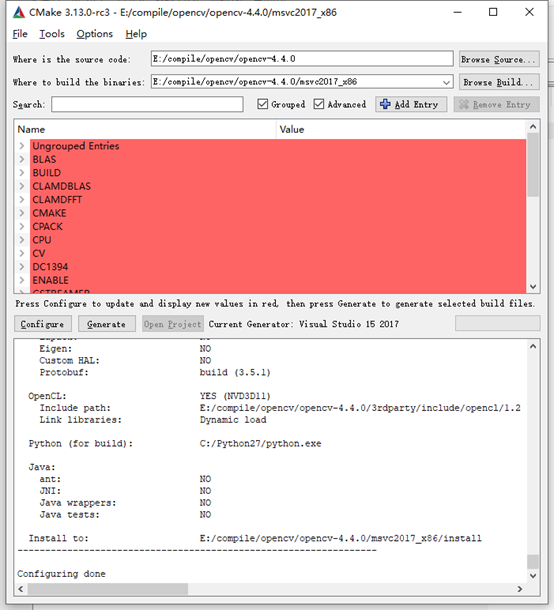 OpenCV开发笔记（七十）：红胖子带你傻瓜式编译VS2017x64版本的openCV4 