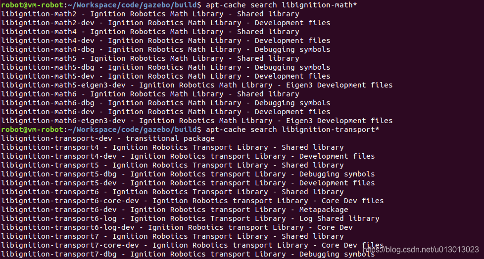 apt-cache search libignition-math*