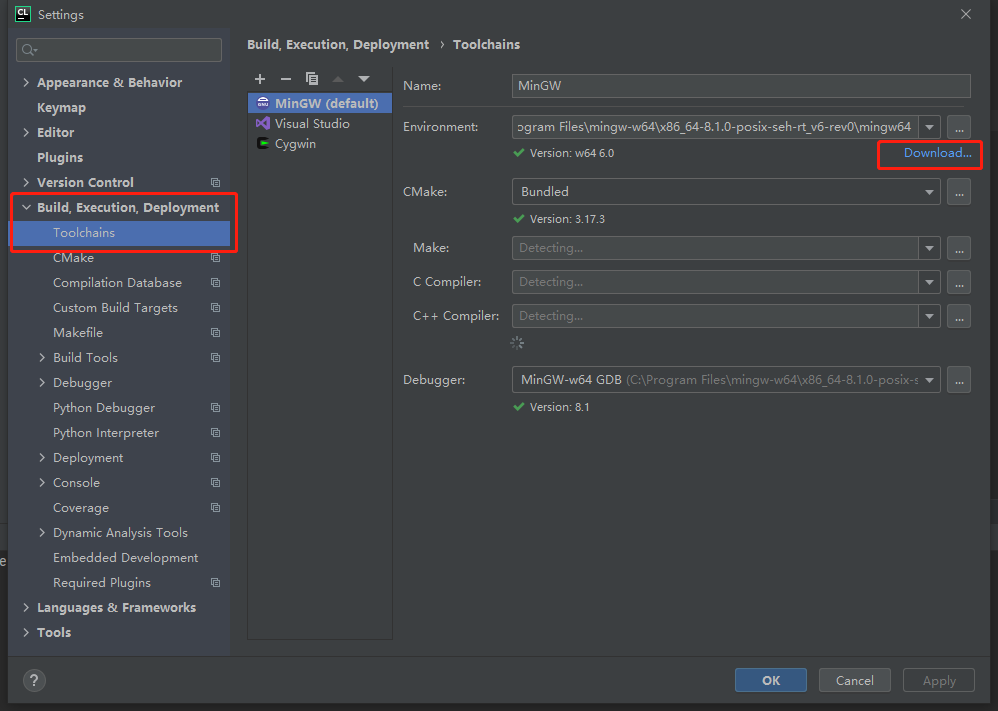 cmake install for mingw