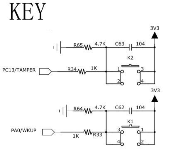 秉火STM32F429挑战者开发板硬件消抖原理图