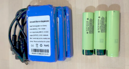 ▲ 3000mAh 锂离子电池（左）与 18650 锂离子电池（右）