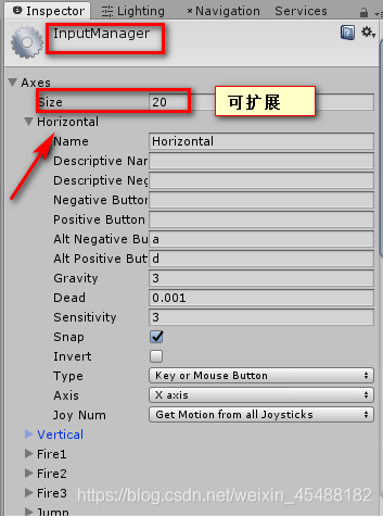 ProjectSettings->Input设置面板