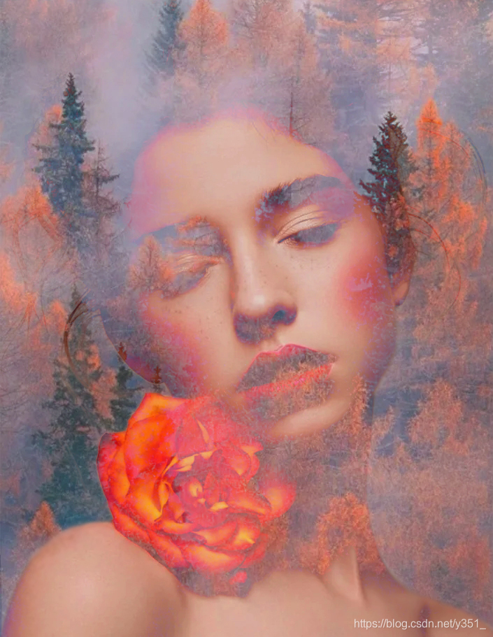 人与树林交相辉映的效果