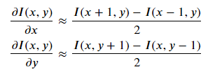 x、y方向上梯度的计算方式