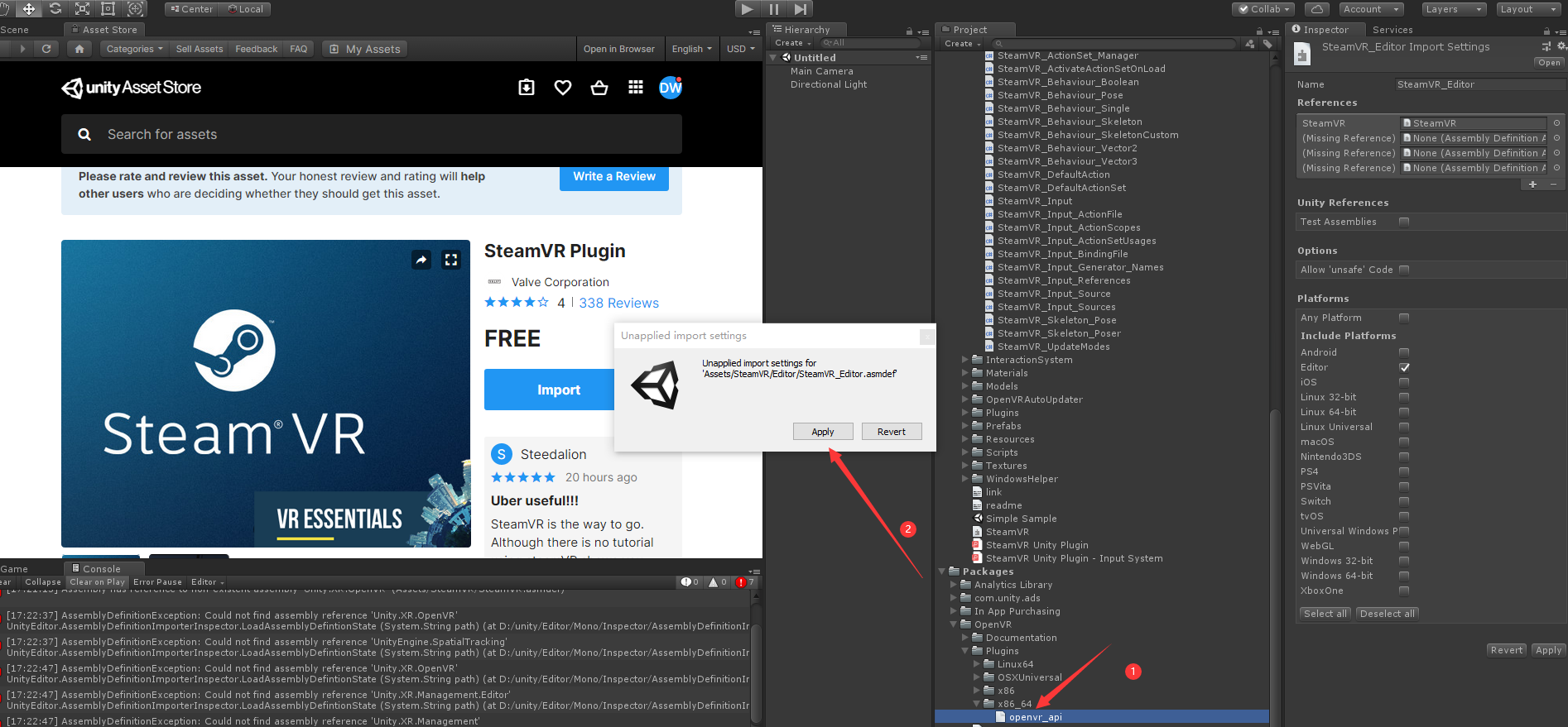 Unity & SteamVR Plugin安装中OpenVR缺失以及路径问题_openvr软件包缺失-CSDN博客