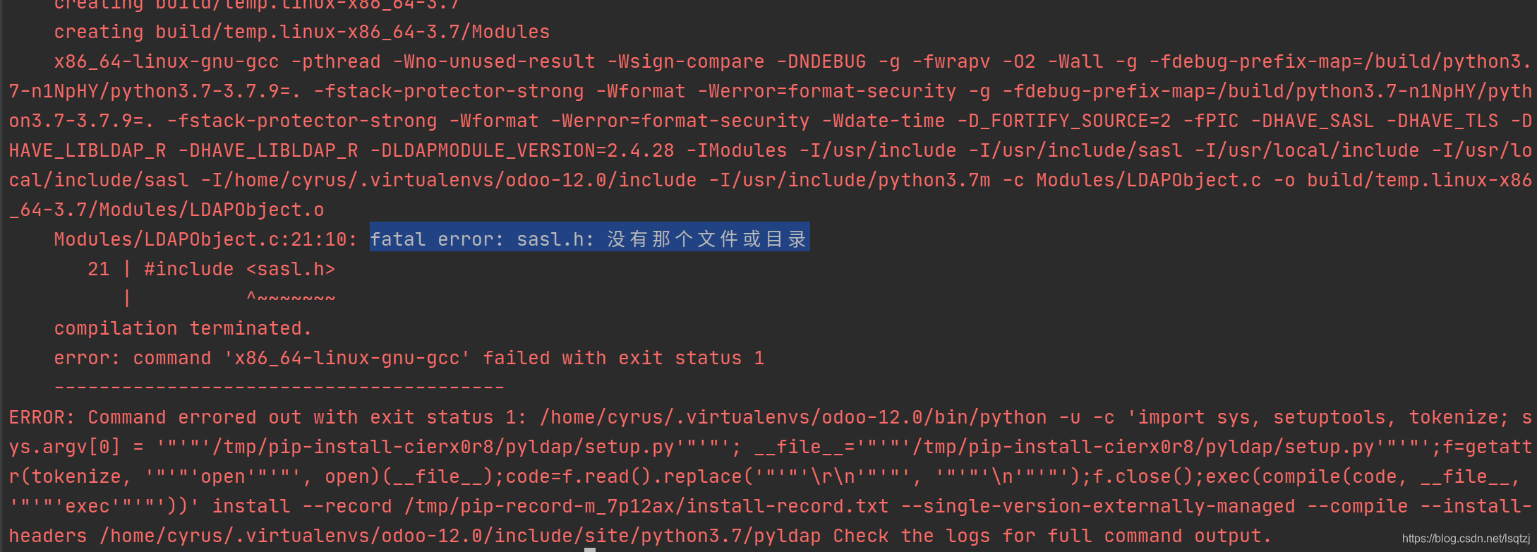 python3.7 fatal error: sasl.h: 没有那个文件或目录-CSDN博客