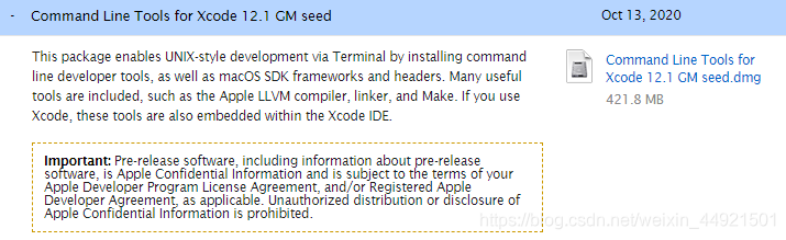 Command Line Tools fro Xcode 12.1 GM seed