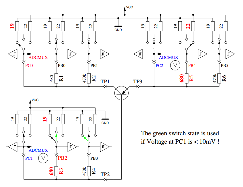 ▲ hFE measurement of PNP transistor with common collector circuit