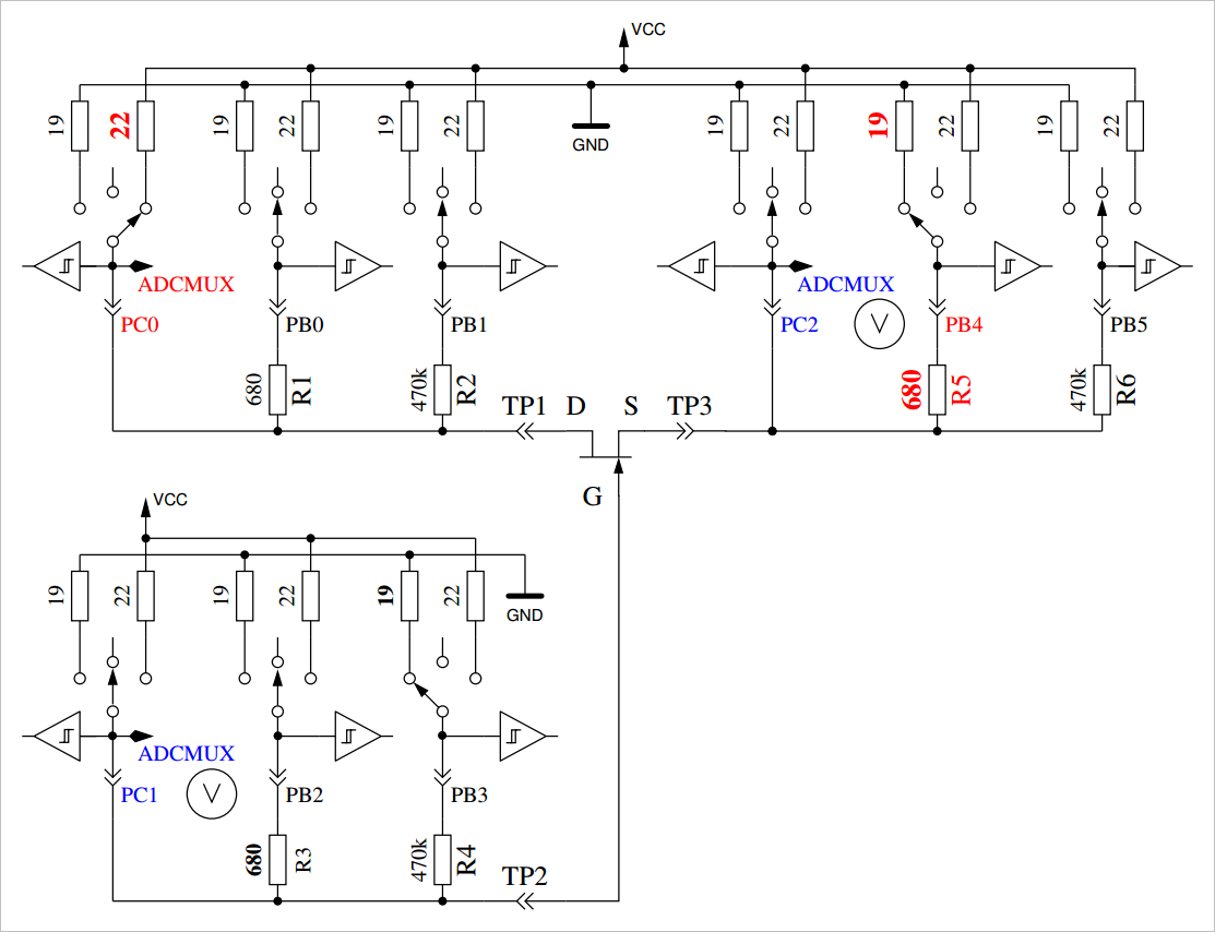 ▲ 测量N-JFET三极管电路
