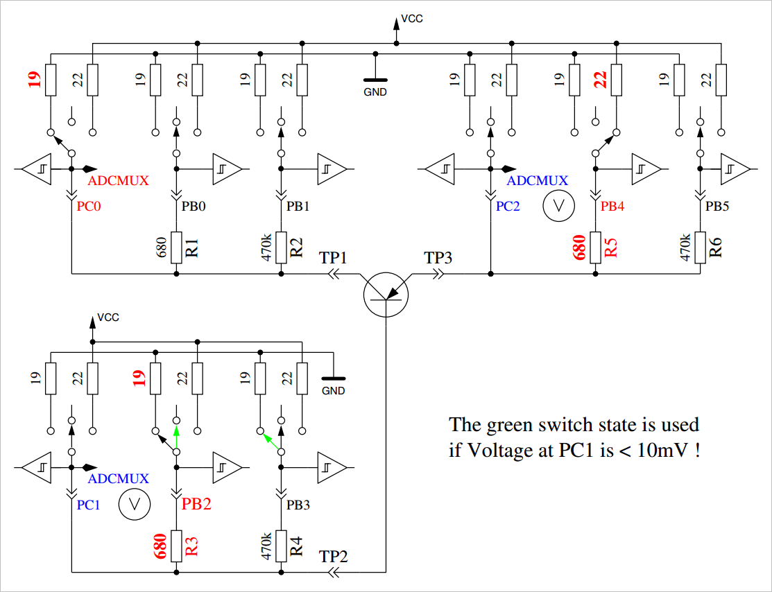 ▲ 测量PNP型三极管电路