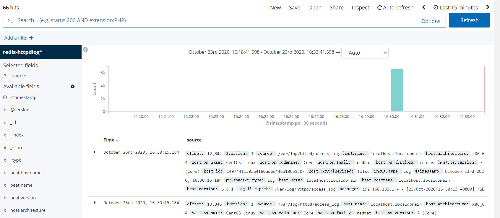 ELK+redis+filebeat收集Apache日志 