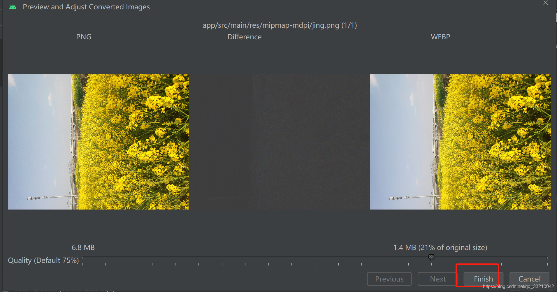 Android 使用 Android Studio 把图片转为WebP格式来减小图片的大小_png转webp的损失-CSDN博客