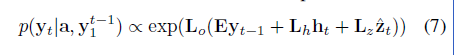 其中Lo∈RK×m，Lh∈Rm×n，Lz∈Rm×D和E是随机初始化的学习参数。