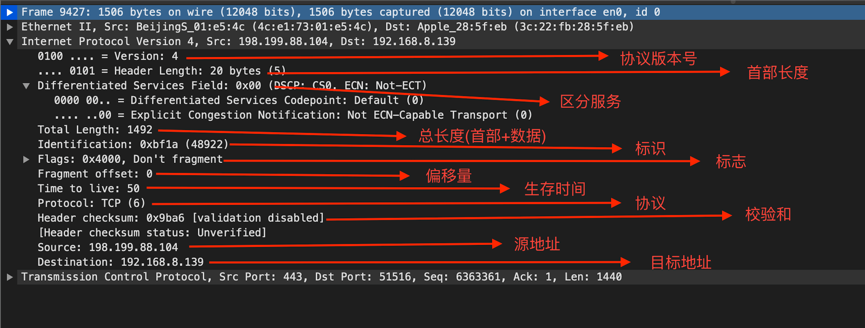 IP 数据报首部分析