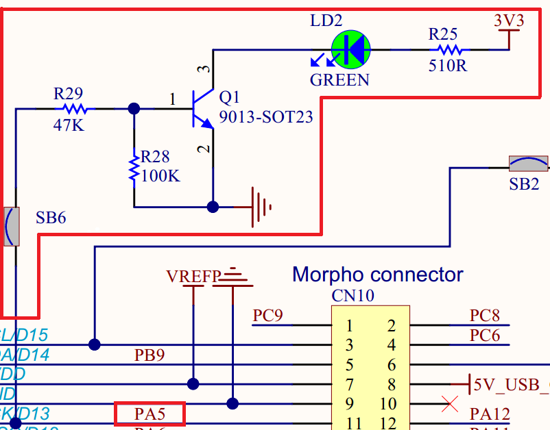 G431开发板自带的发光二极管模块