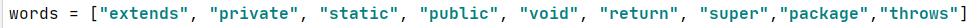 ["extends", "private", "static", "public"]