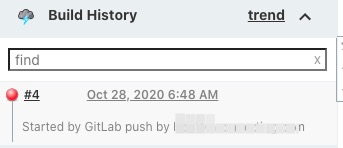 Build History 看到Started By Gitlab则触发构建成功了