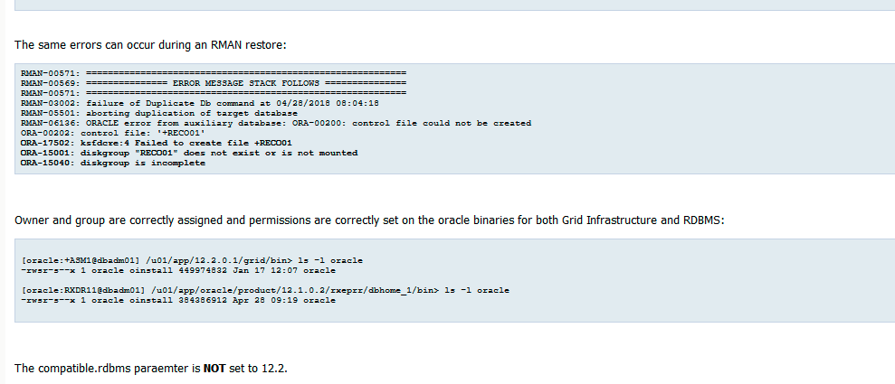 Oracle 12c 开启审计 埋下的坑ORA-00205 ORA-15040