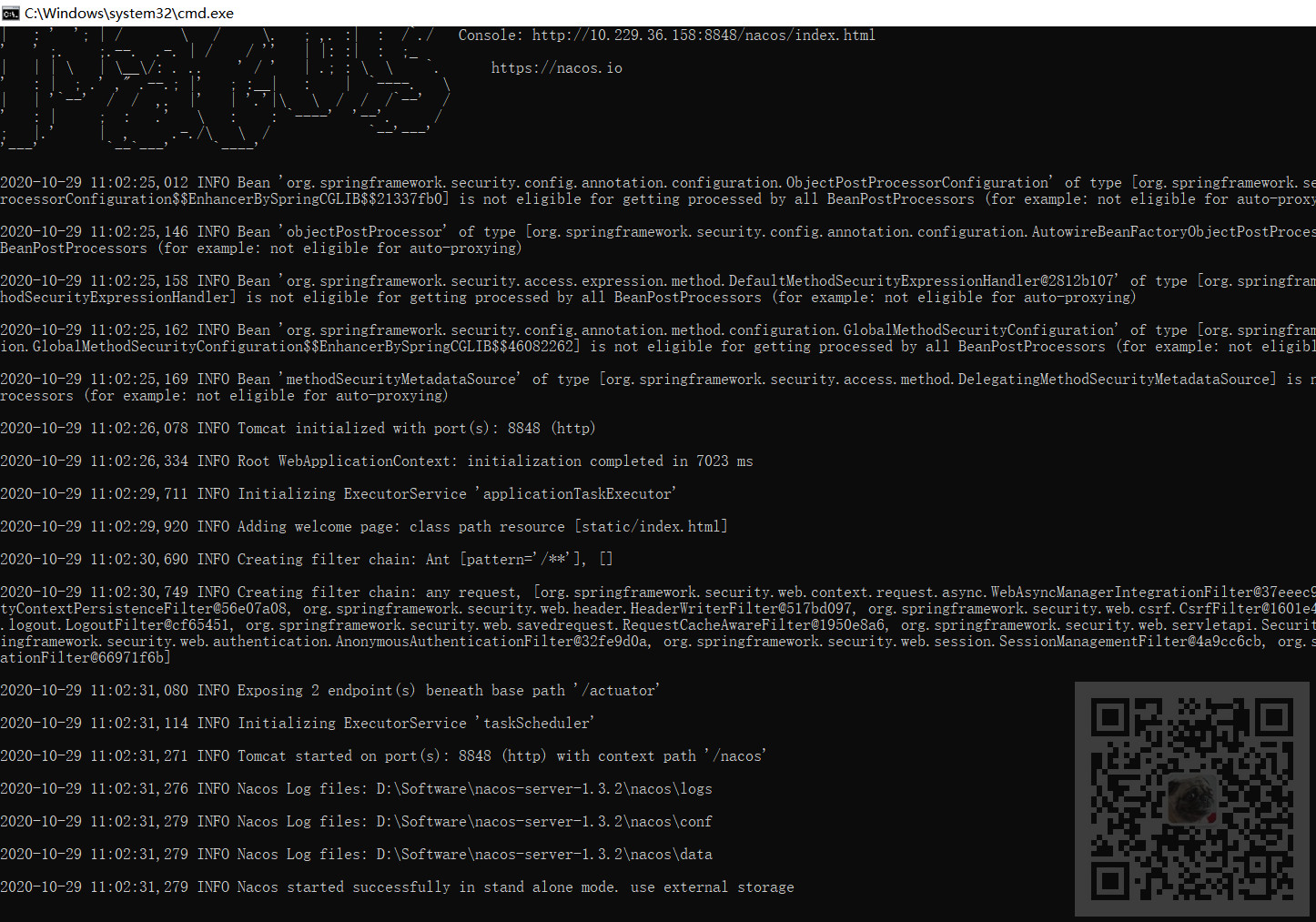 Nacos在双击startup.cmd启动时提示:Unable to start embedded Tomcat