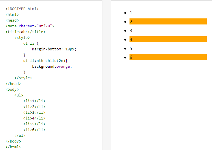 CSS ul linthchild的详细实例_css样式 li 2n 1CSDN博客