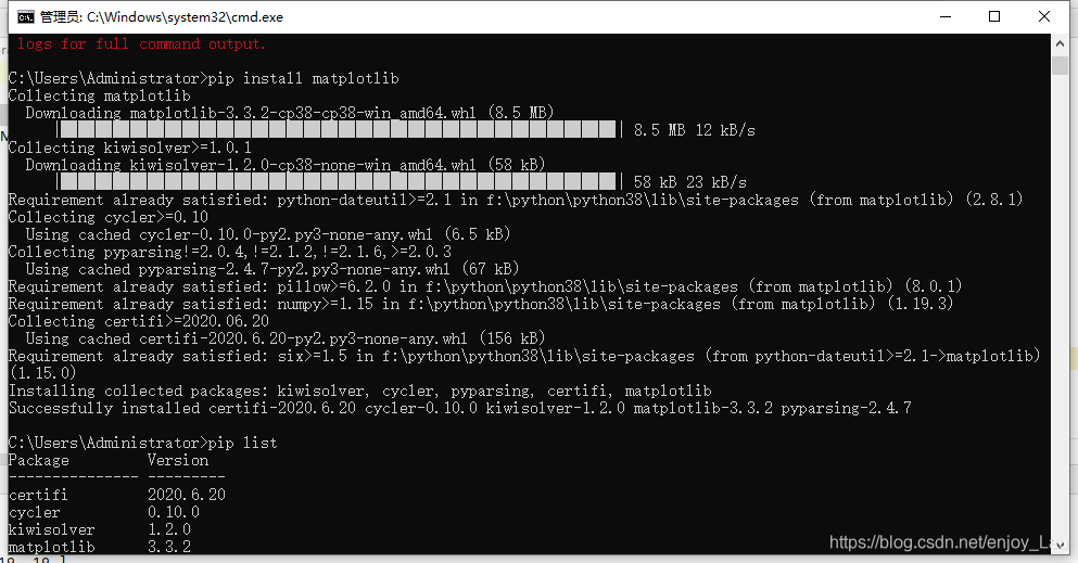 python中matplotlib库和numpy的安装_如何安装numpy和matplotlib 库-CSDN博客