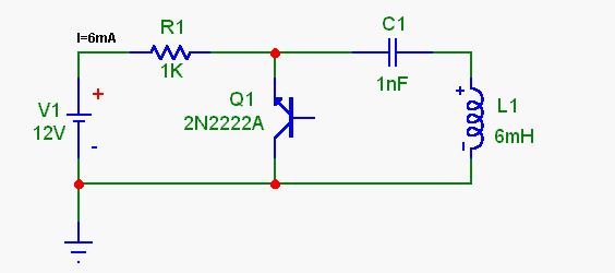 ▲ 利用2N2222A的C-E之间的负阻建立的正弦振荡器