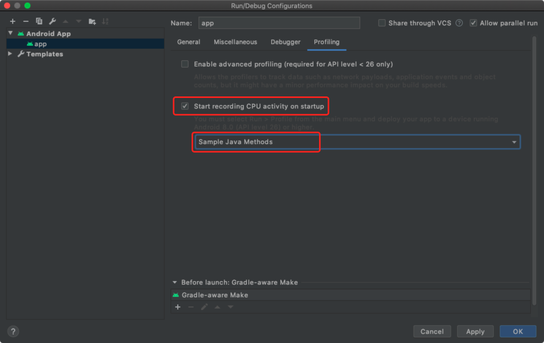 Android Studio CPU profiler性能分析工具介绍和使用详解_android studio profile flame