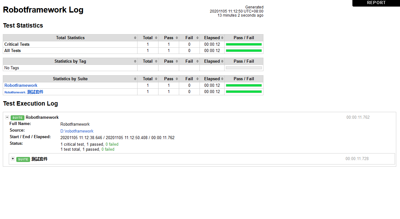 robotframework log