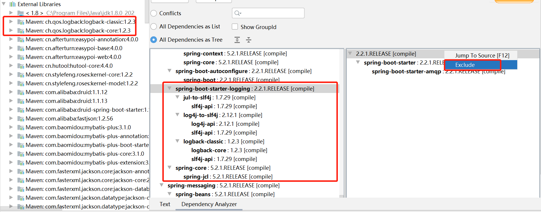 springboot 排除 默认的loggback 和slf4j的依赖