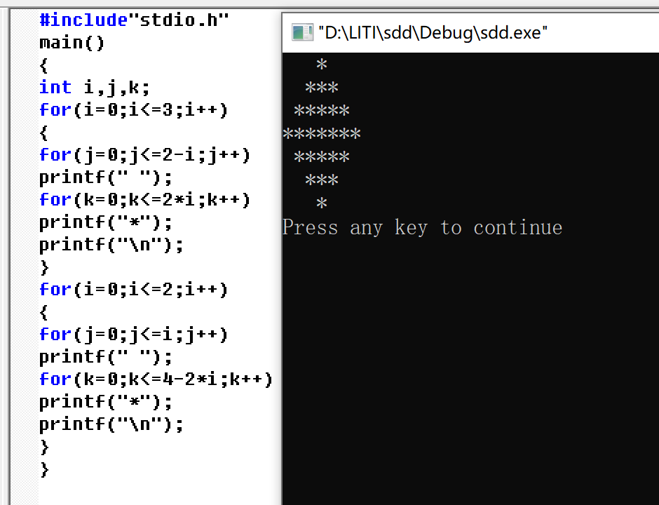 c语言编程>第二周 ① 打印菱形图案_朽木自雕i的博客-csdn博客_编程
