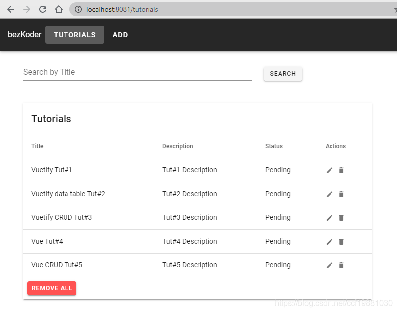  Vuetify data-table example with a CRUD App