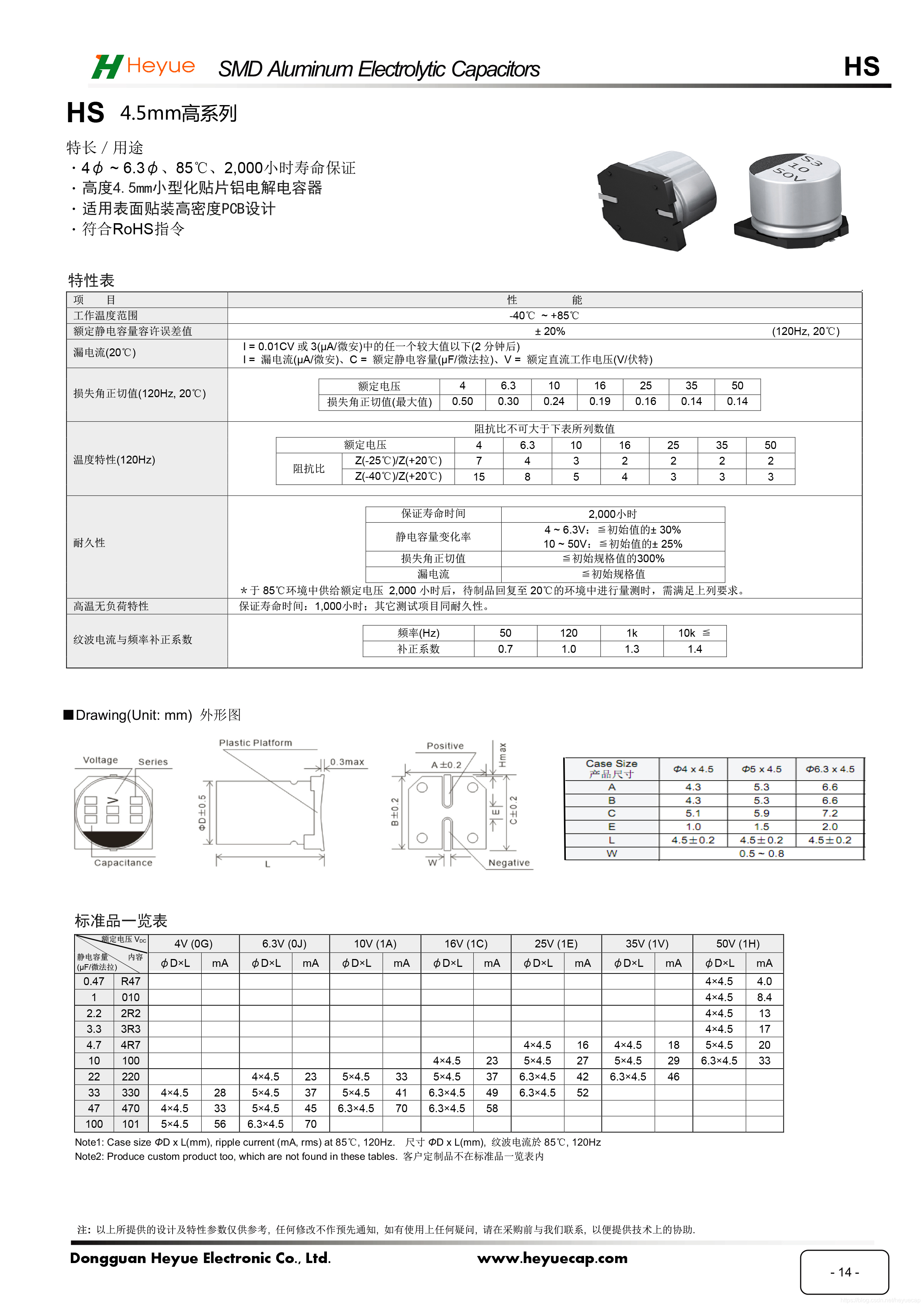 4.5mm高贴片电解电容