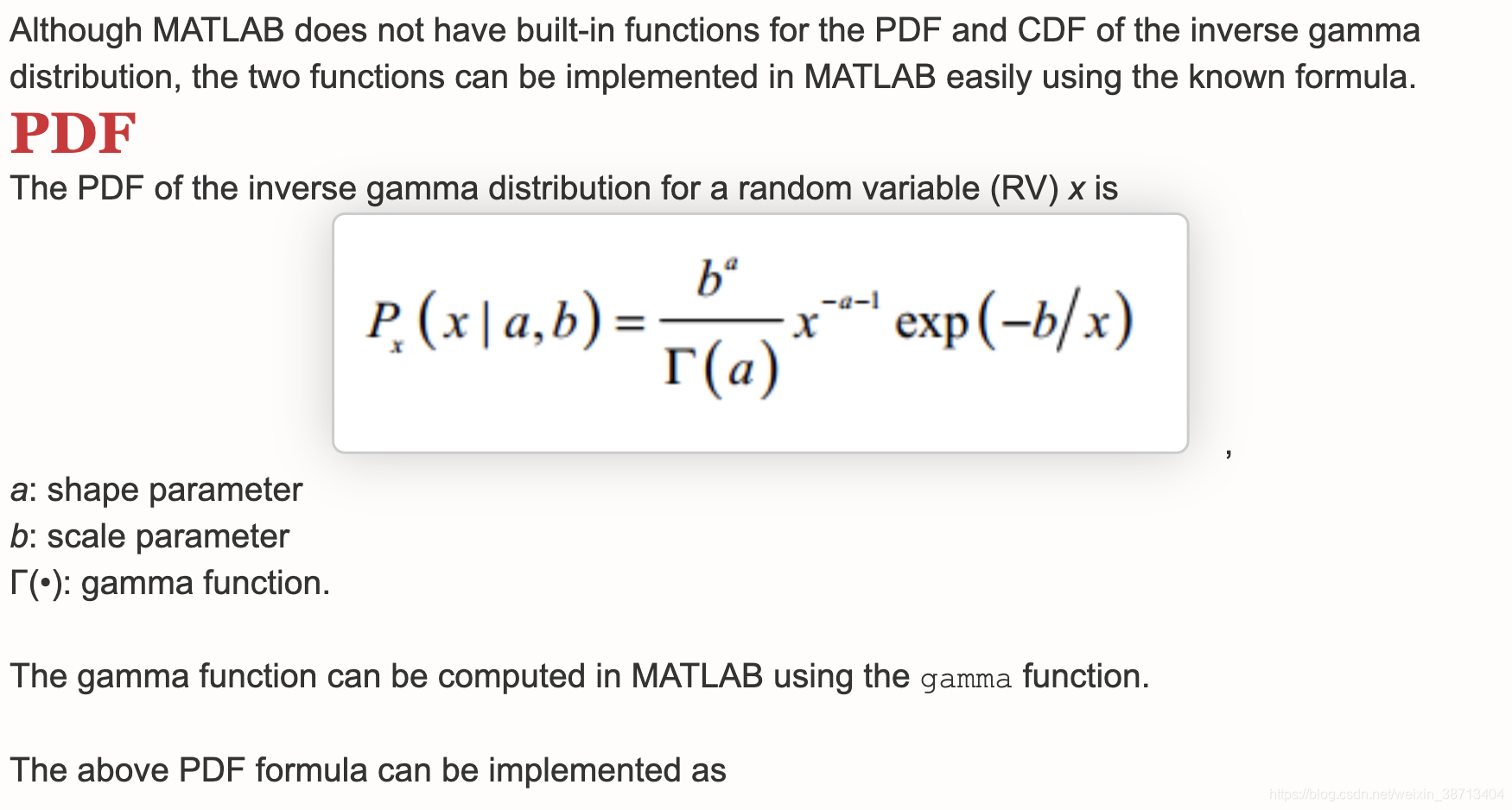 Compute Inverse Gamma PDF and CDF in MATLAB_matlab inverse gamma-CSDN博客