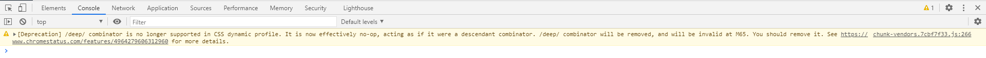 谷歌浏览器“/deep/ combinator is no longer supported in CSS dynamic profile.“警告问题解决方法