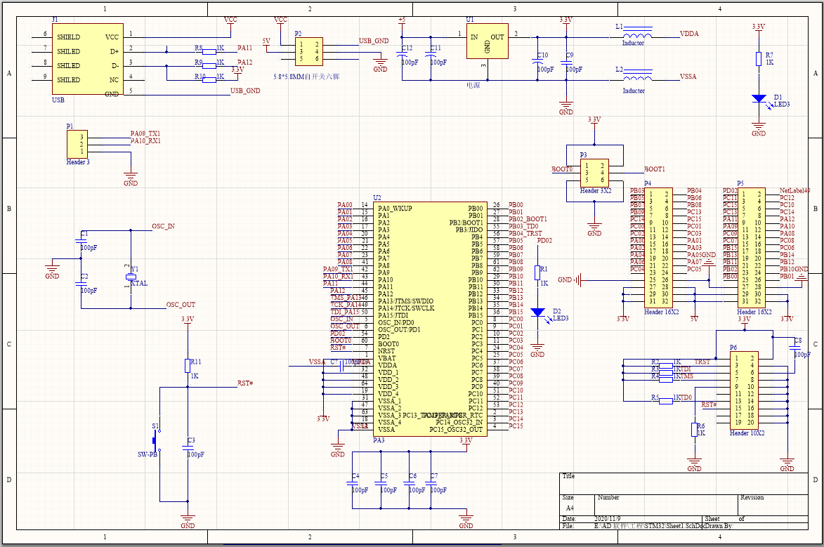 altium designer软件绘制stm32最小系统电路原理图