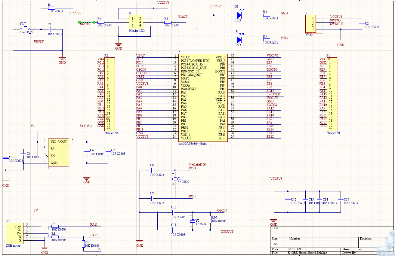 用altiumdesigner軟件繪製一個stm32最小系統的電路原理圖pcb圖