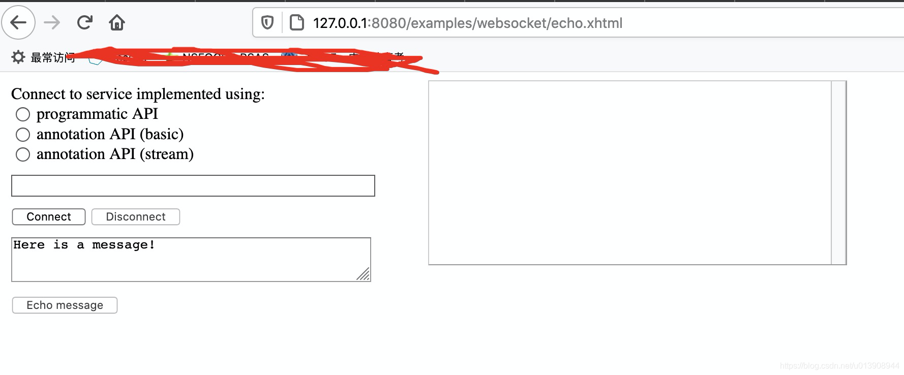 Page with websocket - vulnerability url