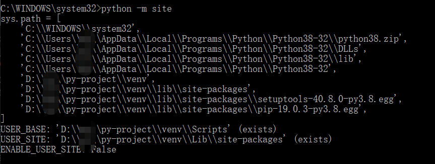 这里的USER_BASE 和USER_SITE其实就是用户自定义的启用Python脚本和依赖安装包的基础路径里插入图片描述