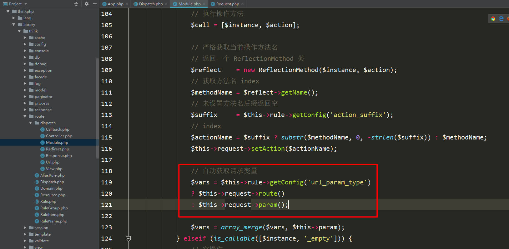 How does ThinkPHP routing address instantiate the controller?