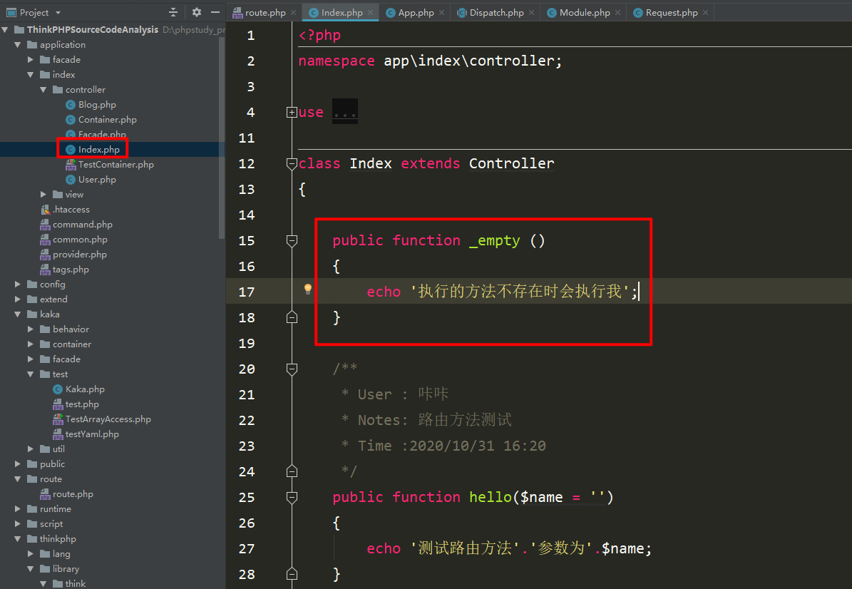 How does ThinkPHP routing address instantiate the controller?