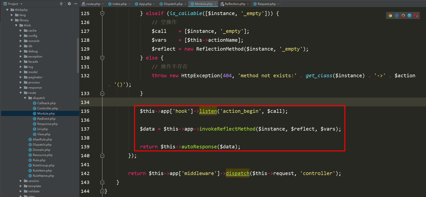 How does ThinkPHP routing address instantiate the controller?