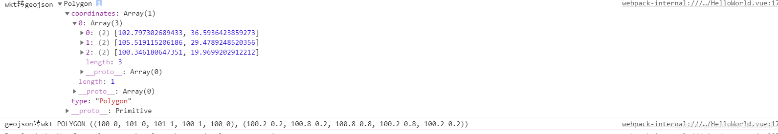 前端实现geoJson与wkt格式互转（openlayers）