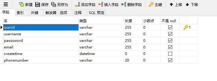 我用的navicat工具建表，建标方式不限